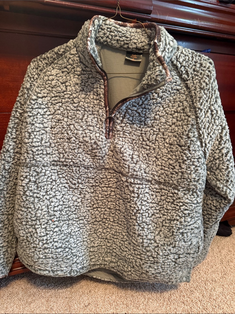 Cozy Grey Sherpa Quarter-Zip Pullover Jacket
